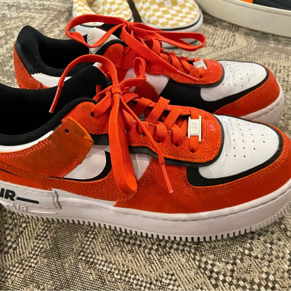 Nike Air Athletic Shoes - Orange, Black, White